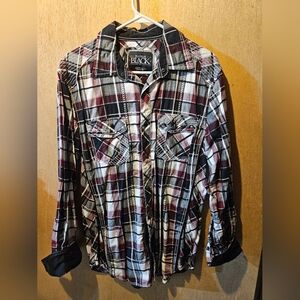 Buckle Black Plaid Button-Up Shirt